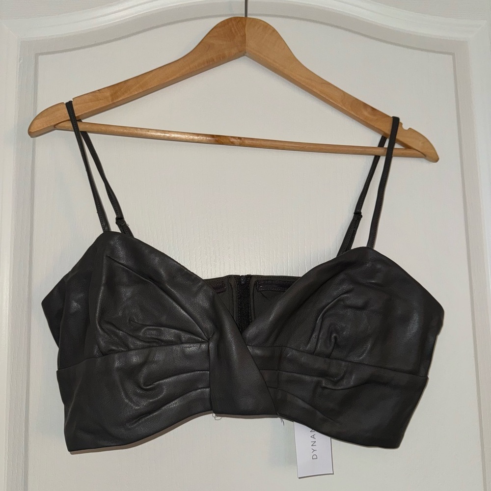 Dark Grey Leather Bralette